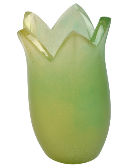 DAUM Crystal Memoire D’une Fleur Vase Green by Enzo Mori Signed w/COA 8.5″ NIB