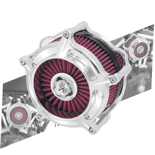 Air Cleaner Filter Aluminum A For Sportster XL 04-22 Chrome Housing Red Element