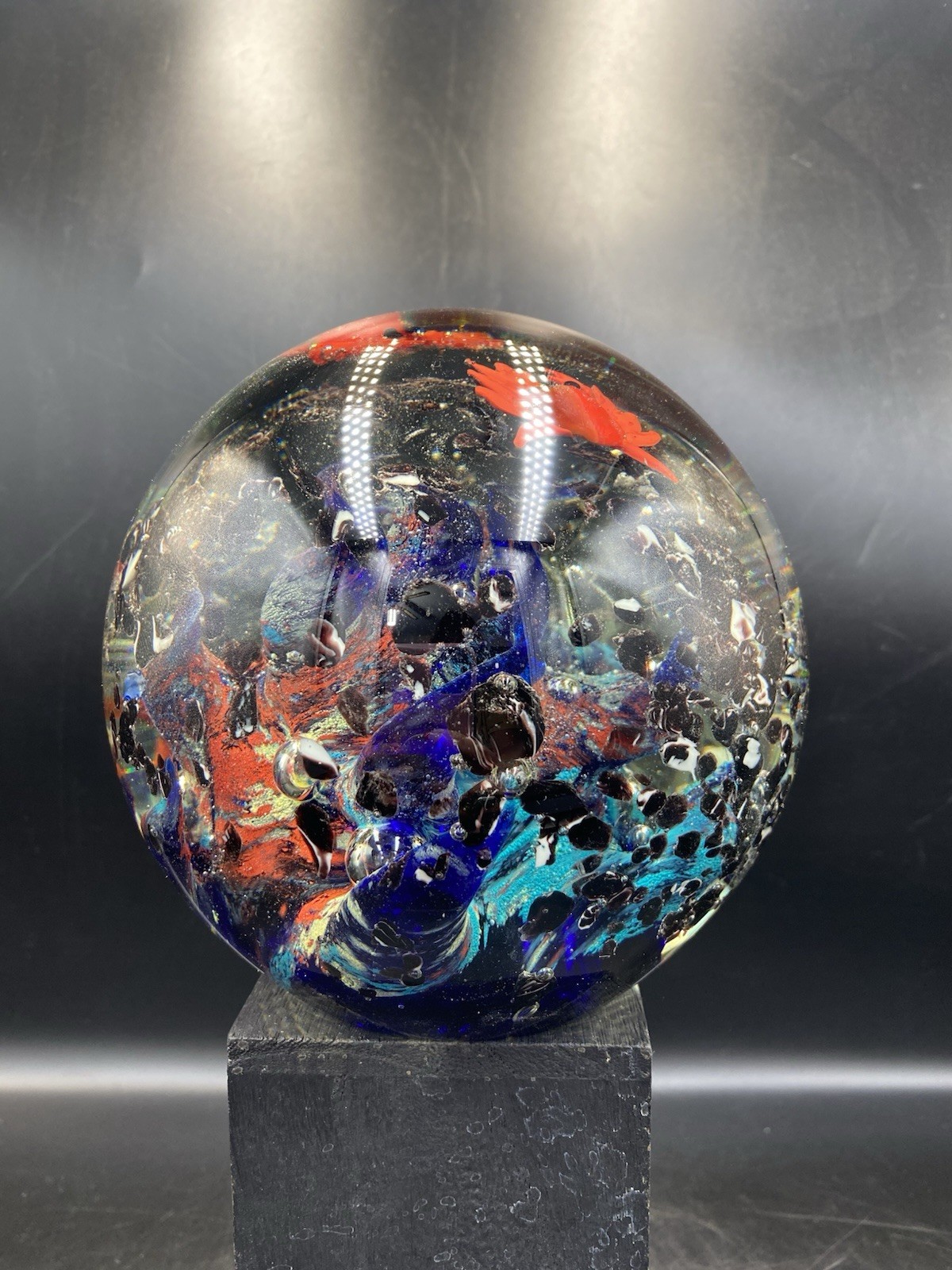 8lb Murano Under The Sea Coral With Crabs Paperweight W/original Sticker 5 1/2”