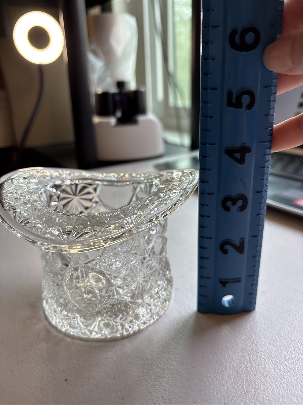 Vintage Fenton Daisy and Button Top Hat Clear Glass with Rim 4.5 Wide x 3.5 Tall