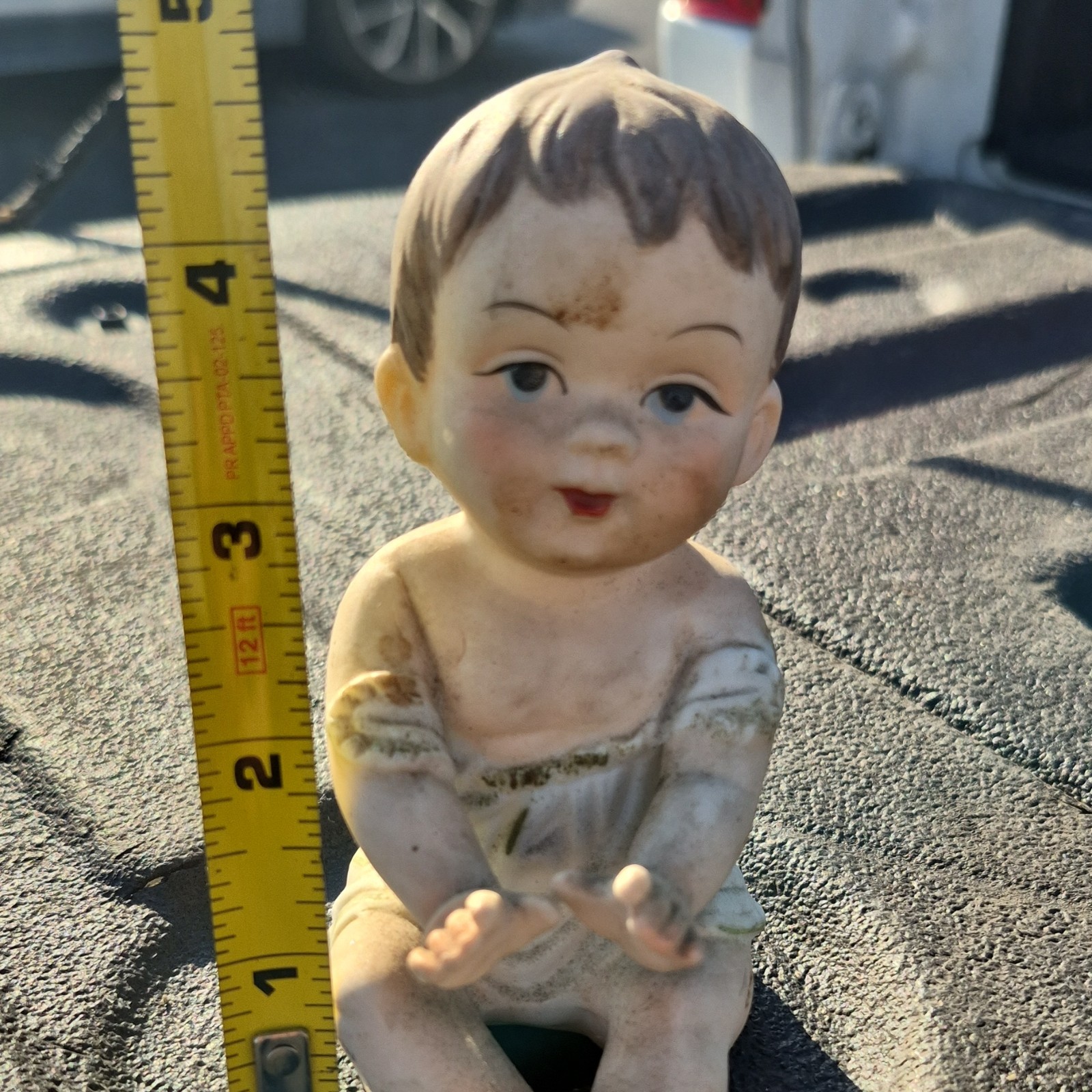 Ceramic Baby Figurine Beige Brown White Approx. 4 in Decorative Collectible