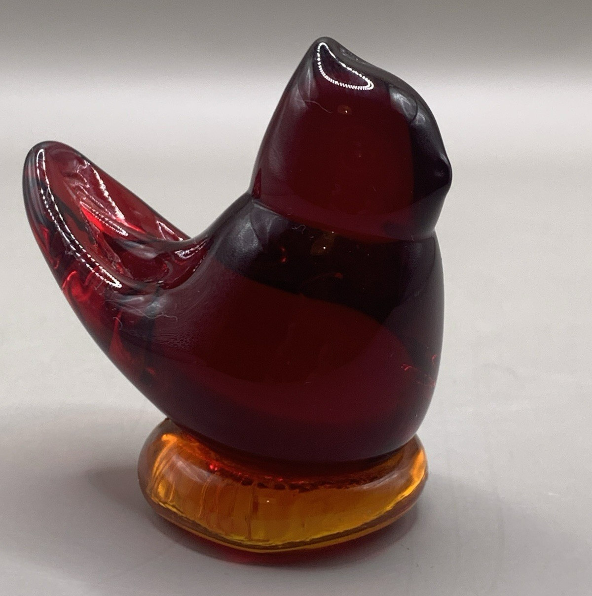 Cardinal of Love Bird by Titan Art Glass-Signed 2 7/8″ by 4″