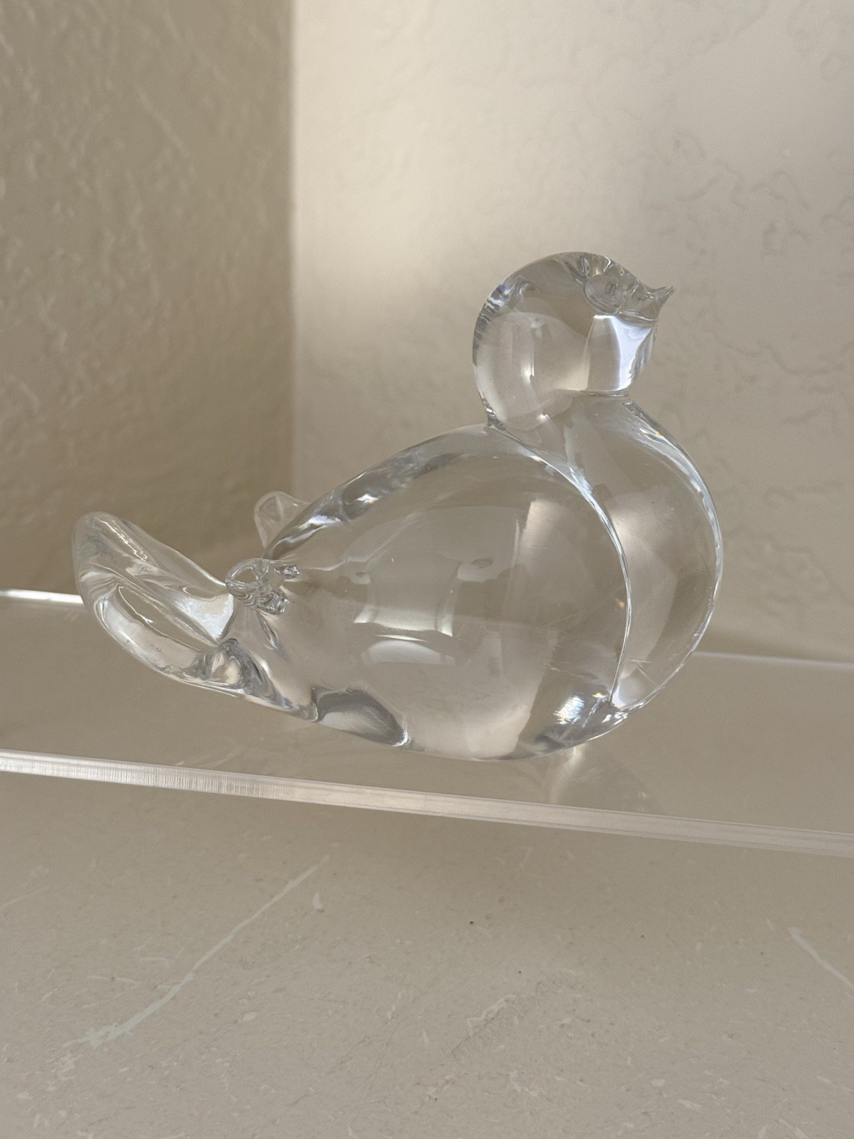 Vintage Signed Vilca Italy Lead Crystal Bird Figurine Hand Blown 3.25” inch