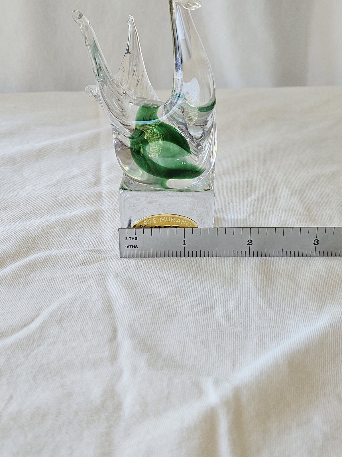 Vecchia Murano Glass Swan Figurine Hand Blown Art approx 4 1/2″ tall