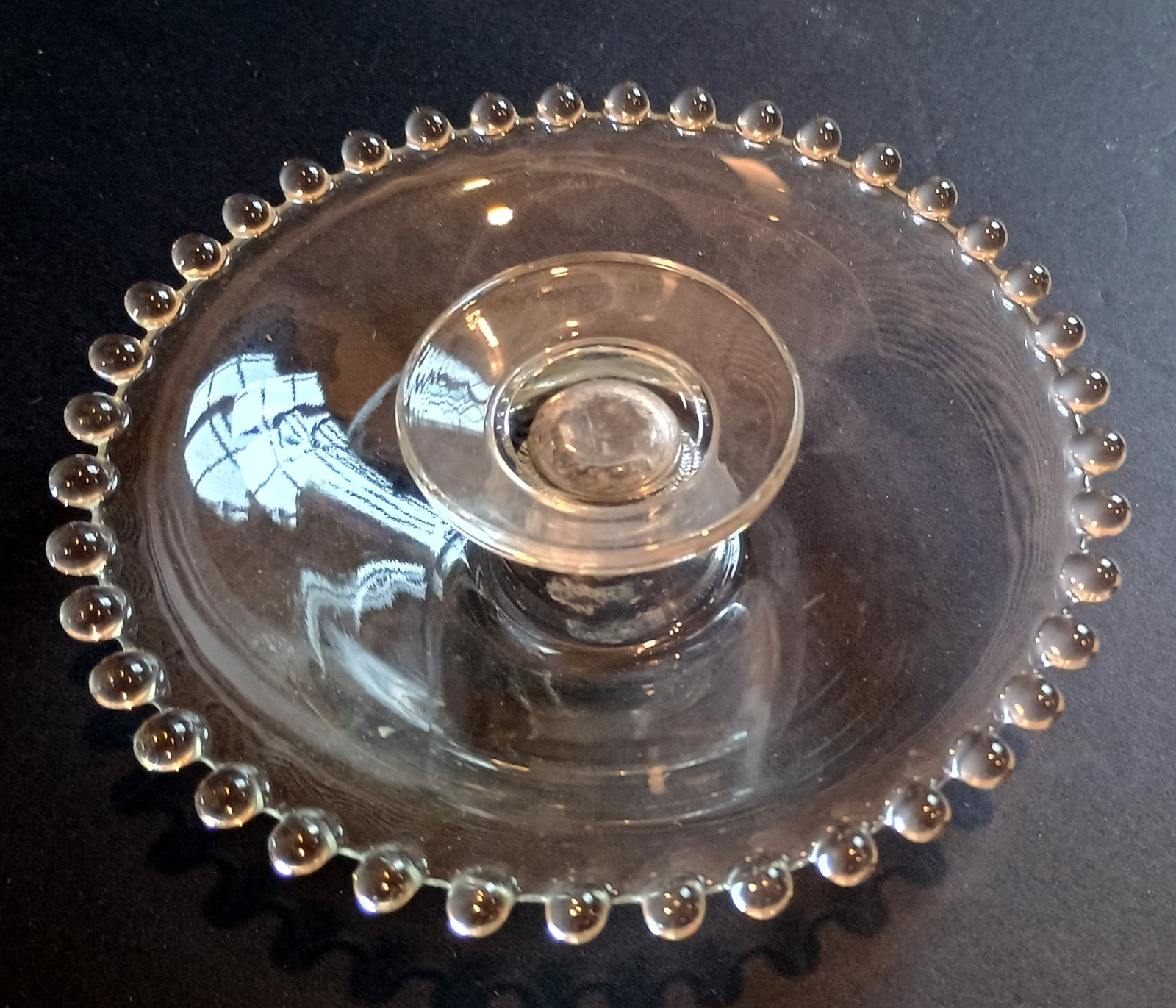Vintage Imperial Glass Candlewick Tapered Candle Holder Beaded Trim