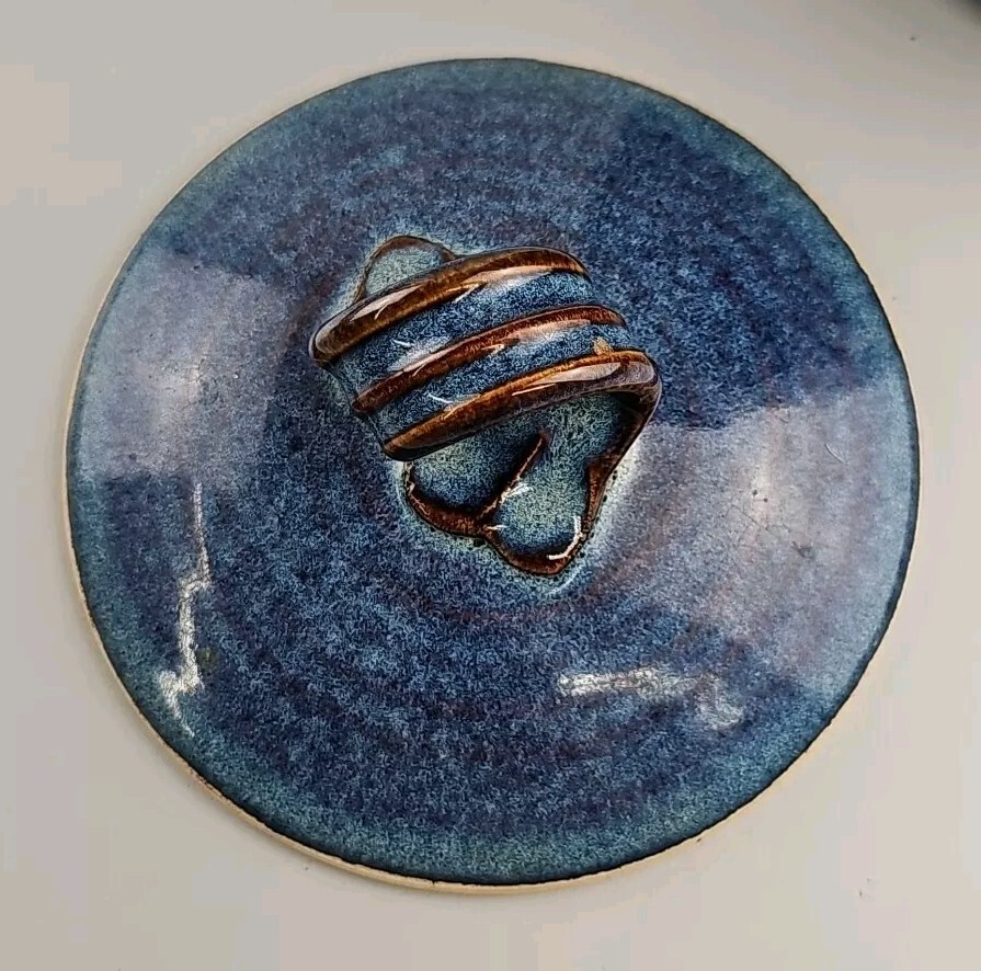 Vintage Studio Art Pottery Cannister Cobalt Blue Shades Artist Signed Marguerite