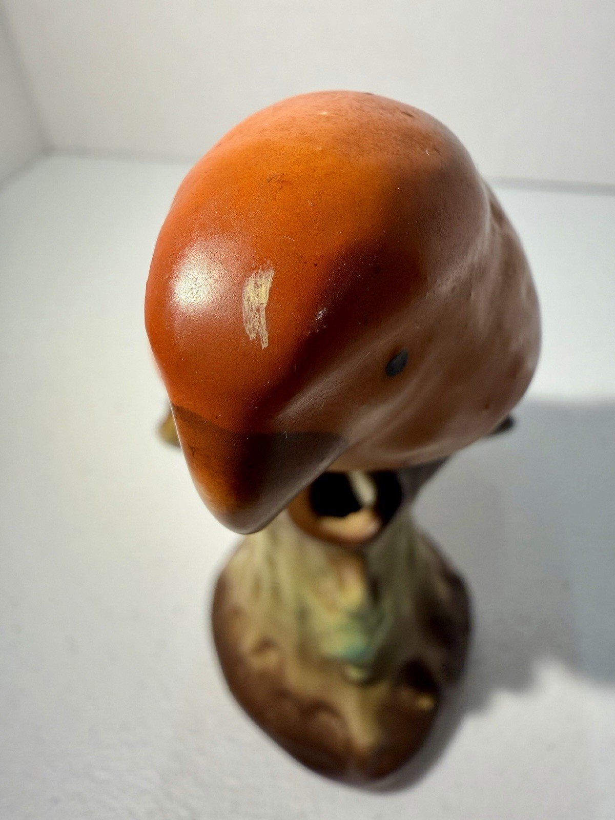 Red Czech Pottery Parrot Czechoslovakia Bird Red Dime Mark