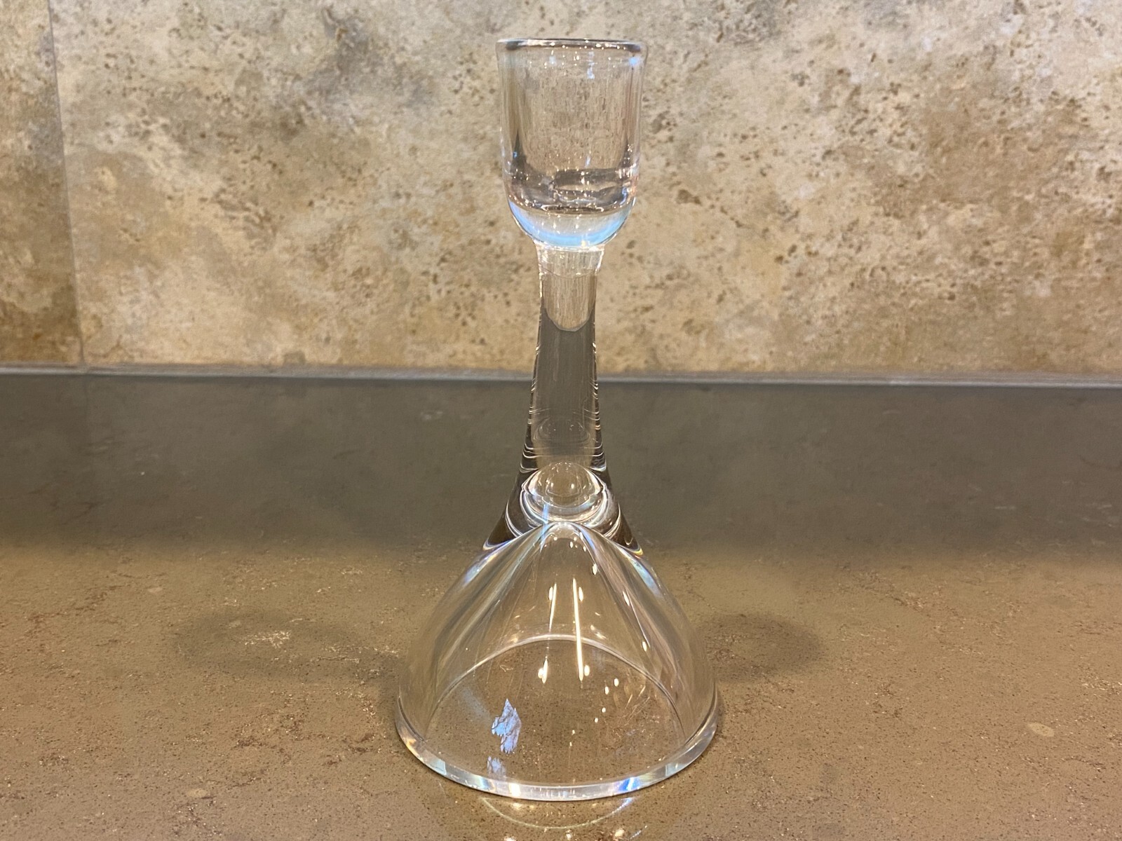 Kosta Boda 6″ Tall Crystal Glass Candlestick 6/399 Lindstrand Signed