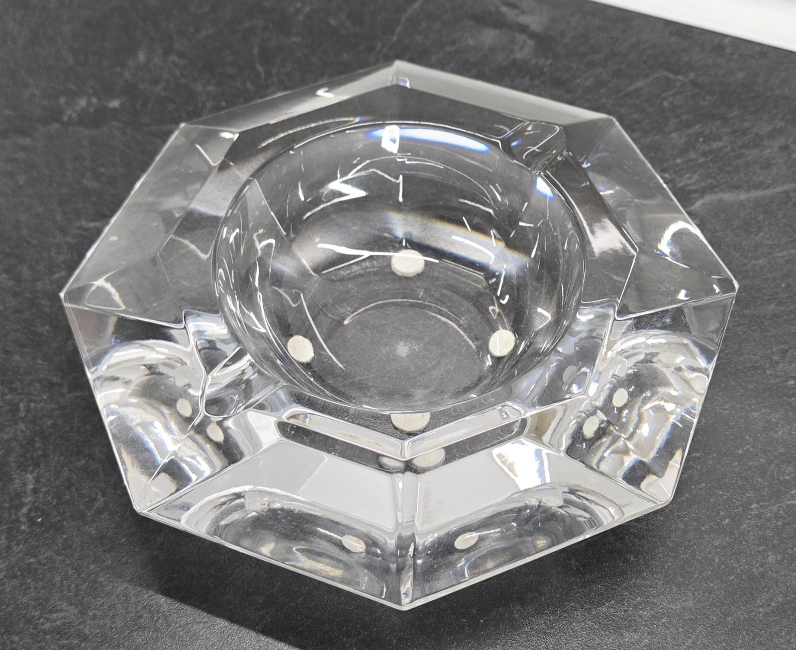Val St Lambert Fine Crystal Ashtray Signed 6.5″