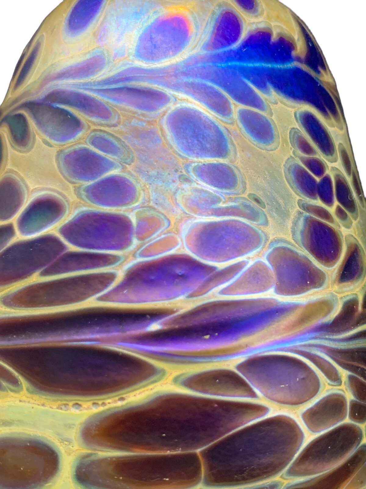 Brian Maytum Studio Art Glass Iridescent Oil Lamp/Bud Vase Spotted Abstract