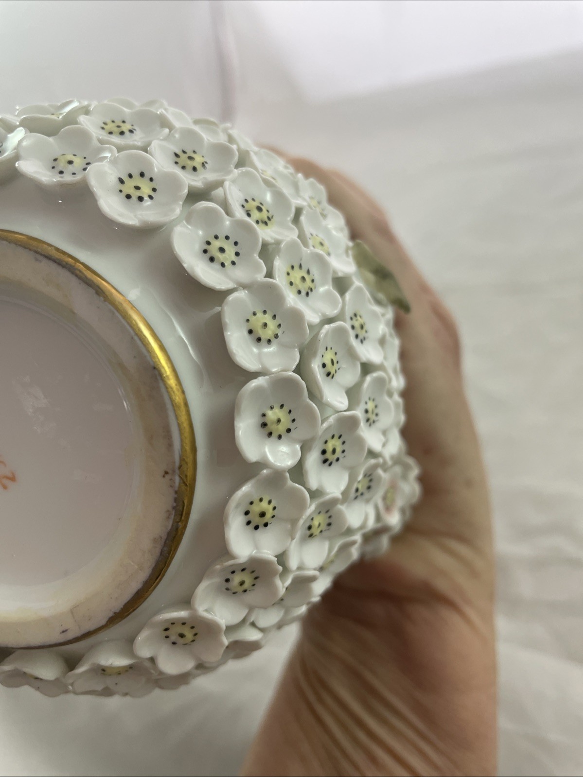 Antique Meissen Style Snowball Schneeballen Flower Perfume Bottle Vanity Cologne