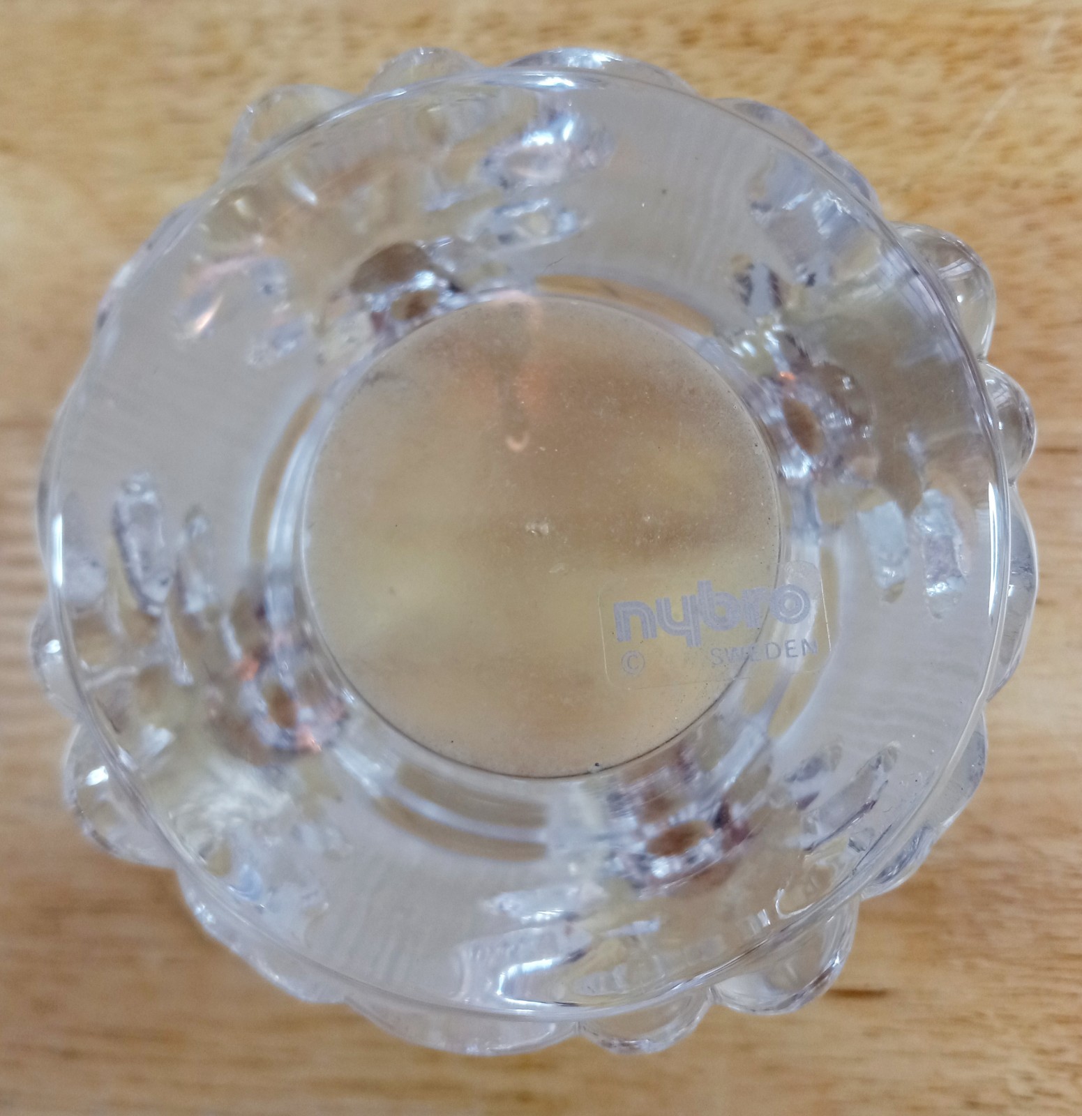 VTG 2pc Nybro Sweden Crystal Tea Light Votive Holders Volcano Christmas Tree EUC