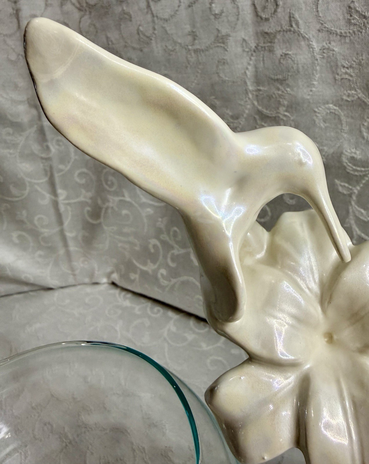 MCM Vintage Haeger USA Pottery Ceramic Hummingbird Planter w/Glass Insert