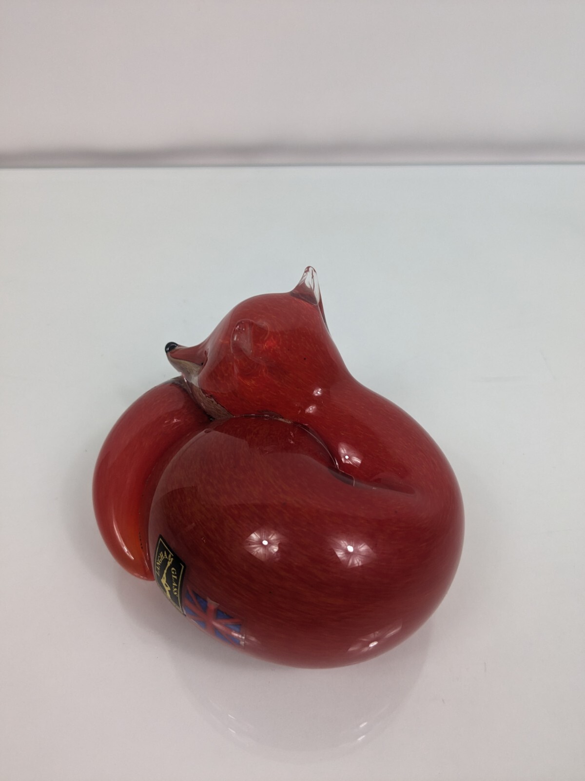 Beautiful Langham England Fox Paperweight HandBlown Art Glass Signed Paul Miller