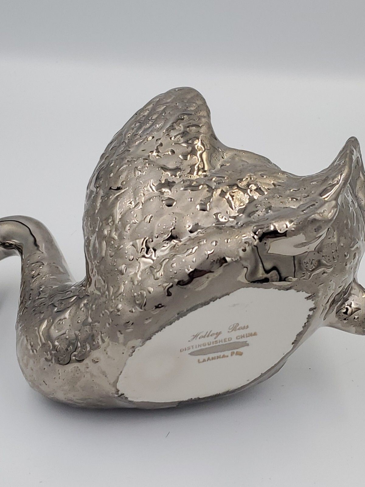 RARE WEEPING SILVER DIPPED SWAN PLANTER BY HOLLEY ROSS LaANNA PA GOOSE China
