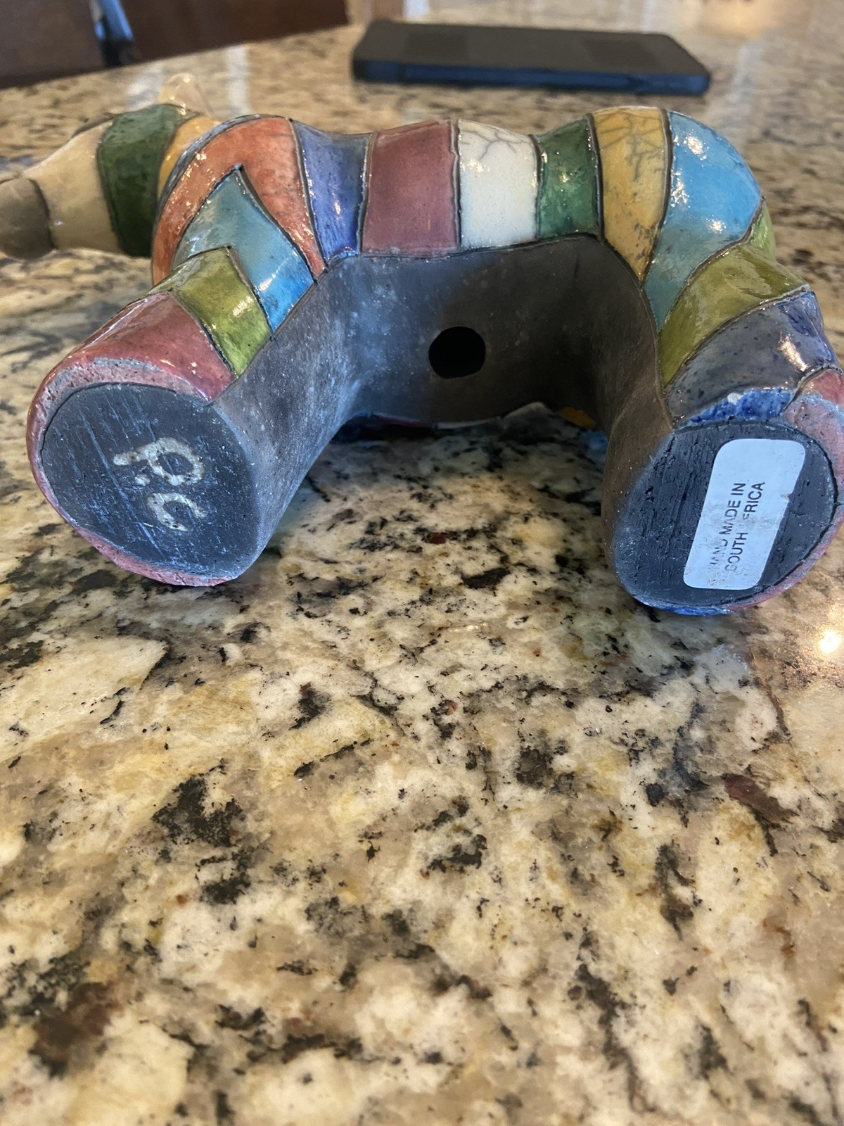 Raku Pottery Rainbow LARGE Zebra Horse 8” Signed & Handmade South Africa