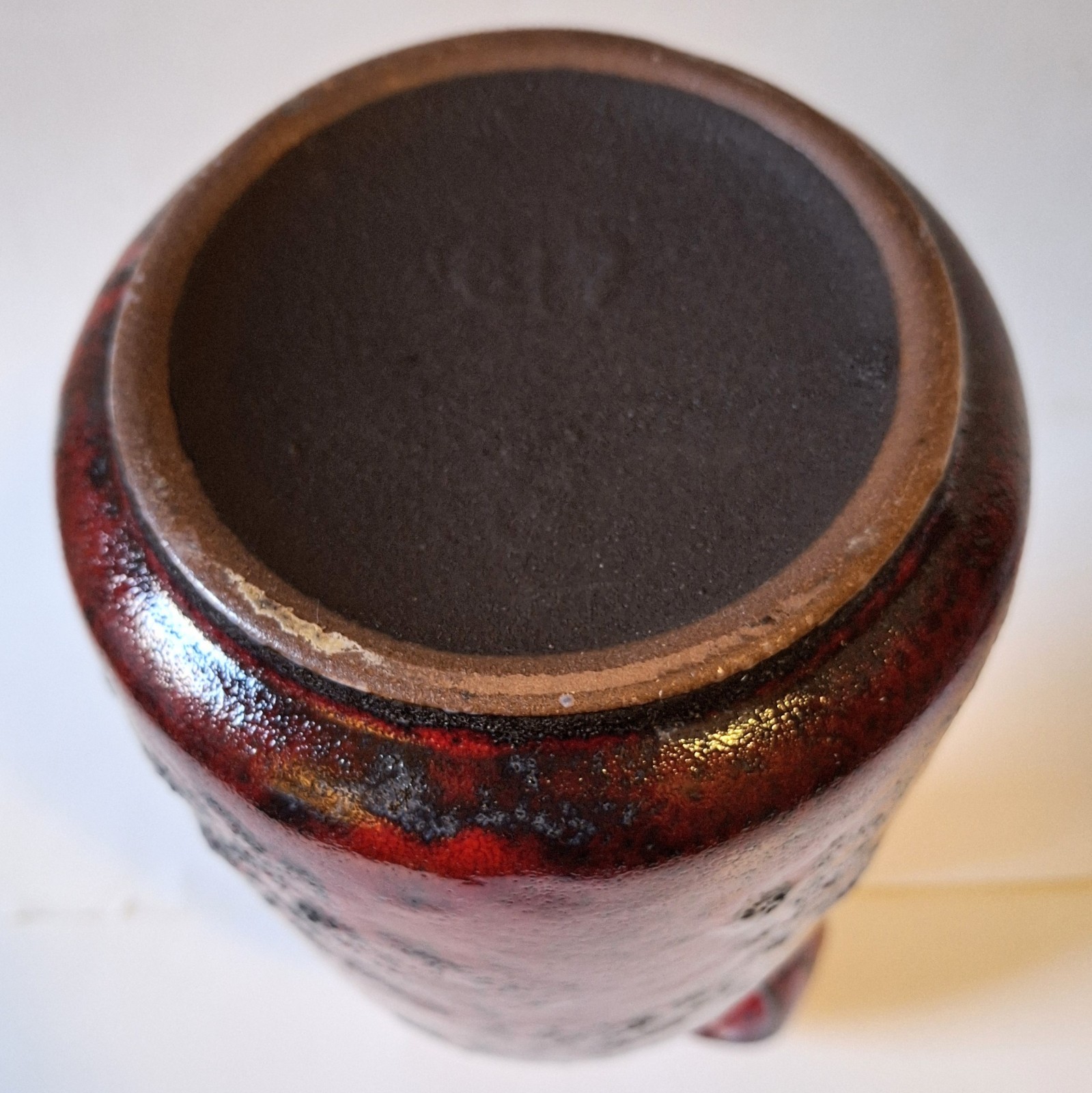 4 German 1960s Mid Century Modern GRAFLICH ORTENBURG Lava Glaze Art Pottery Vase