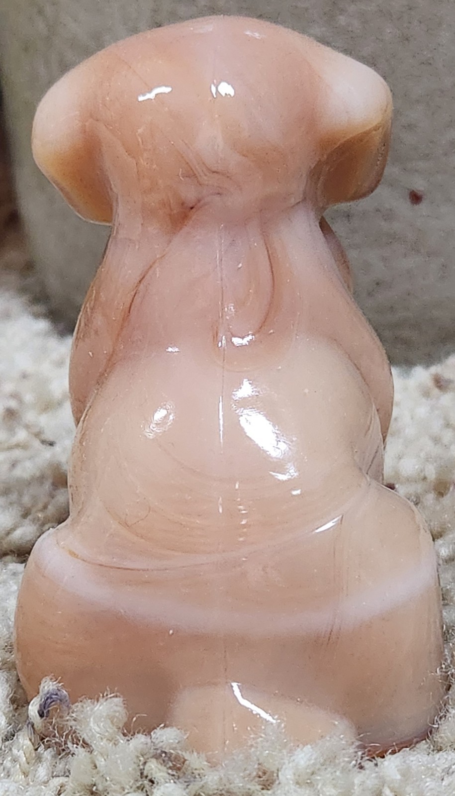 Vintage Degenhart Art Glass 3″ POOCHE #52 Peach Opal Figurine Paperweight