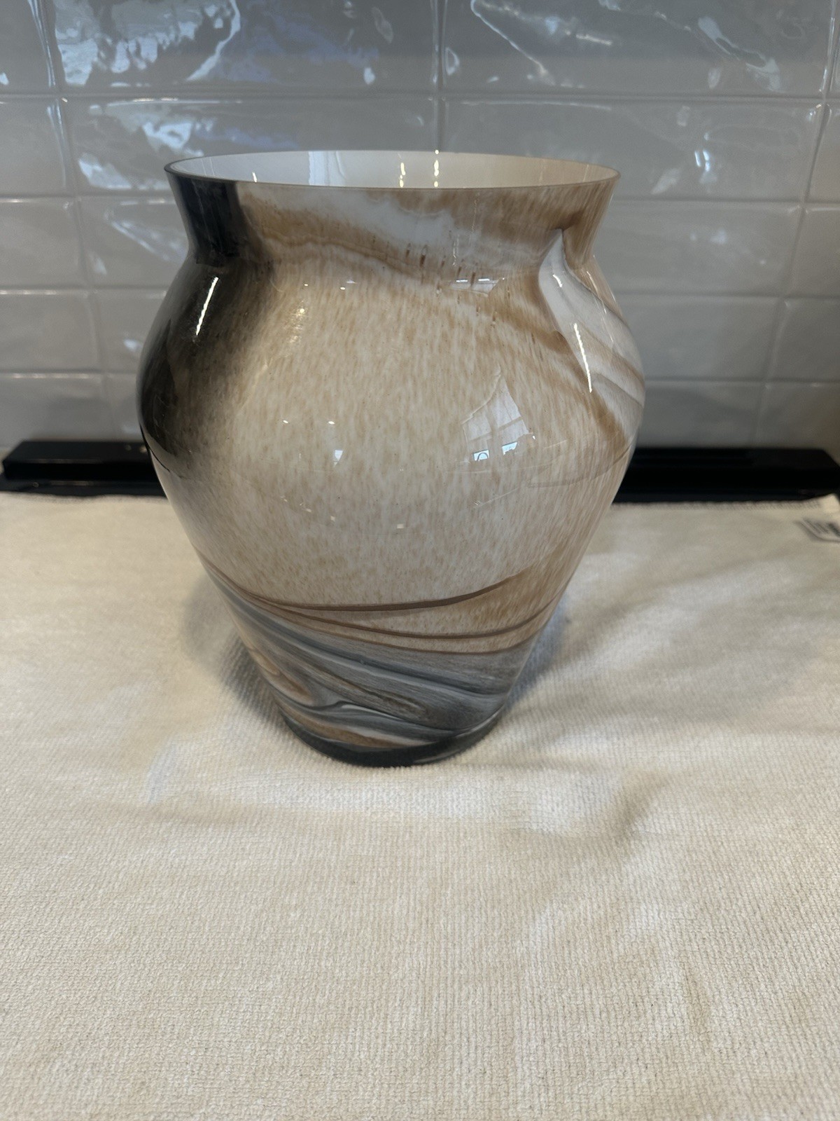 Gray Camel Black Ivory Gradient Color Glass Vase Home Decor