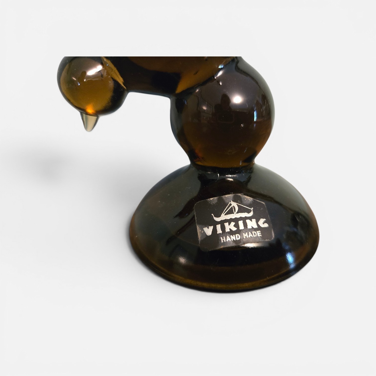 Vintage Viking Glass Epic Long Tail Bird Figurine Brown Root Beer Nutmeg 9.75″