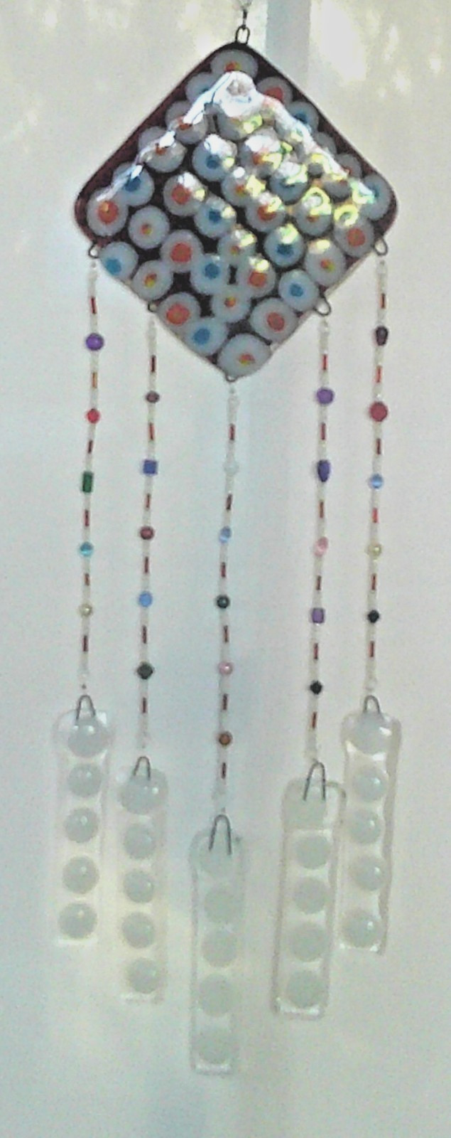 fused stained glass wind chime hand made crafted