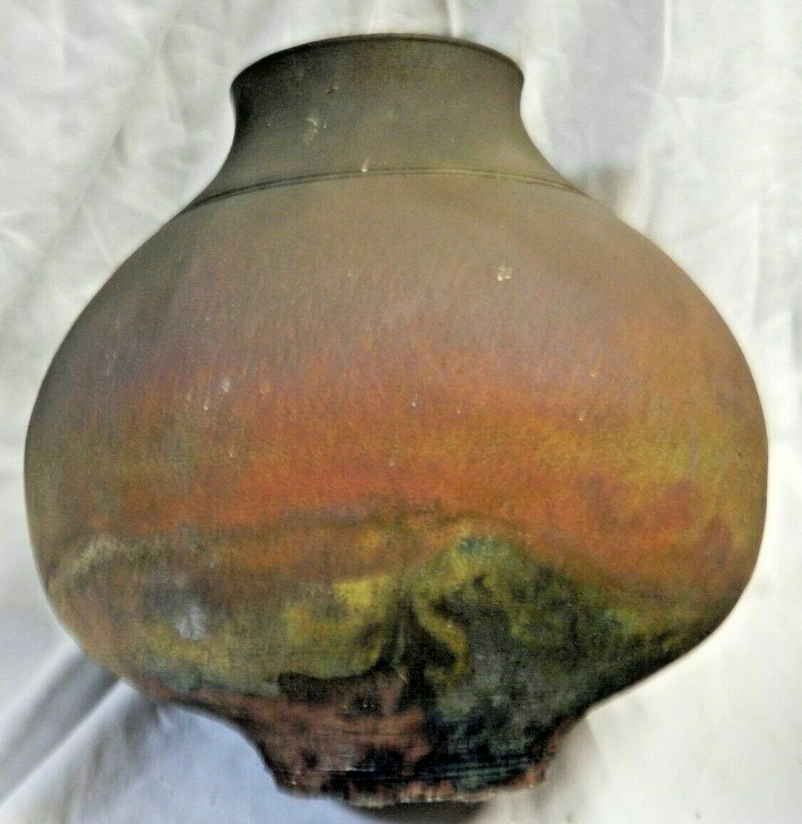 MASTERFUL POTTER RAKU LARGE VASE WITH FIREWORKS, CERAMIC BY MARTY MARKUS 9.5″