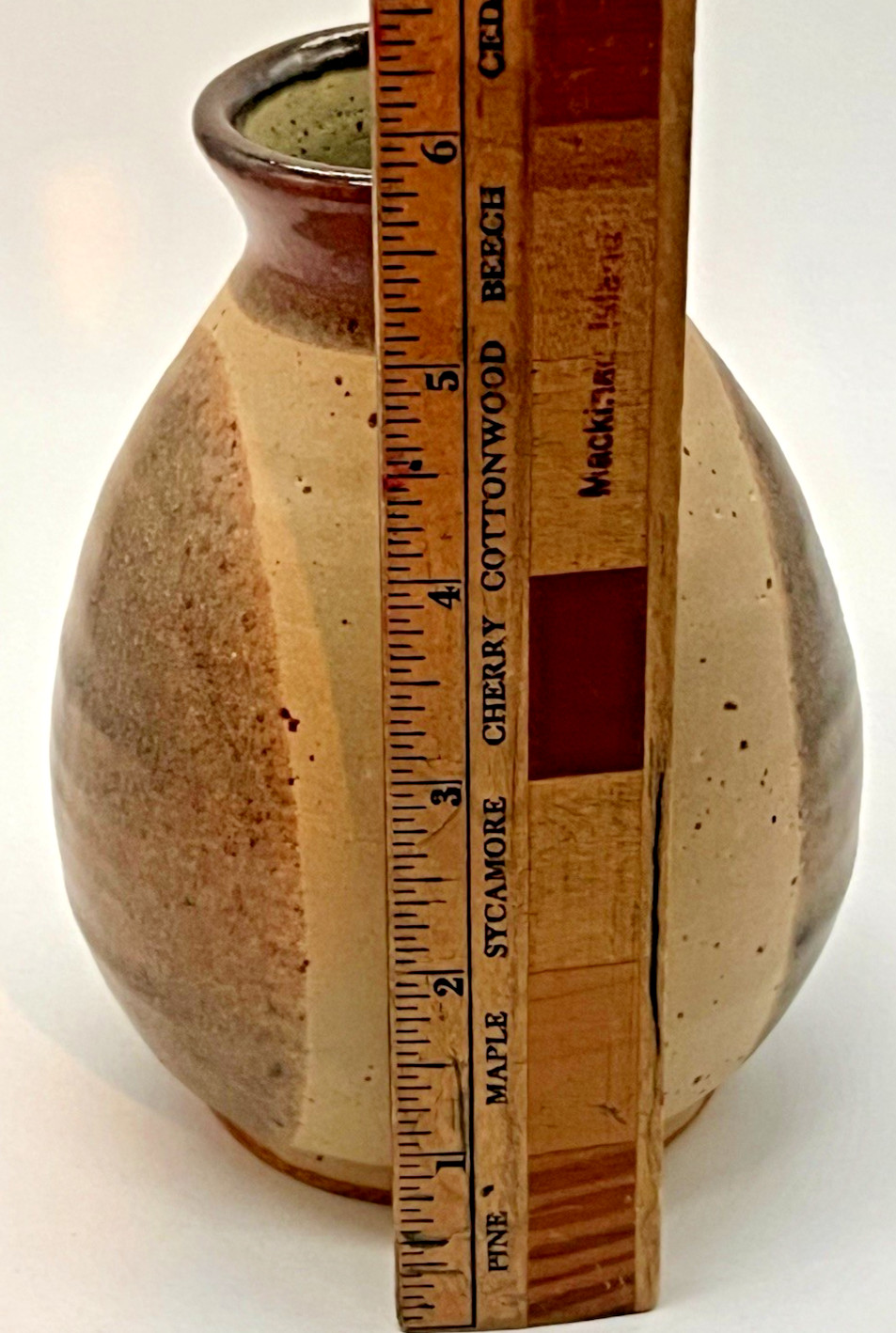 Studio Art Pottery Vase Earth Tone Glaze Marked “B” Rustic Handmade Ceramic