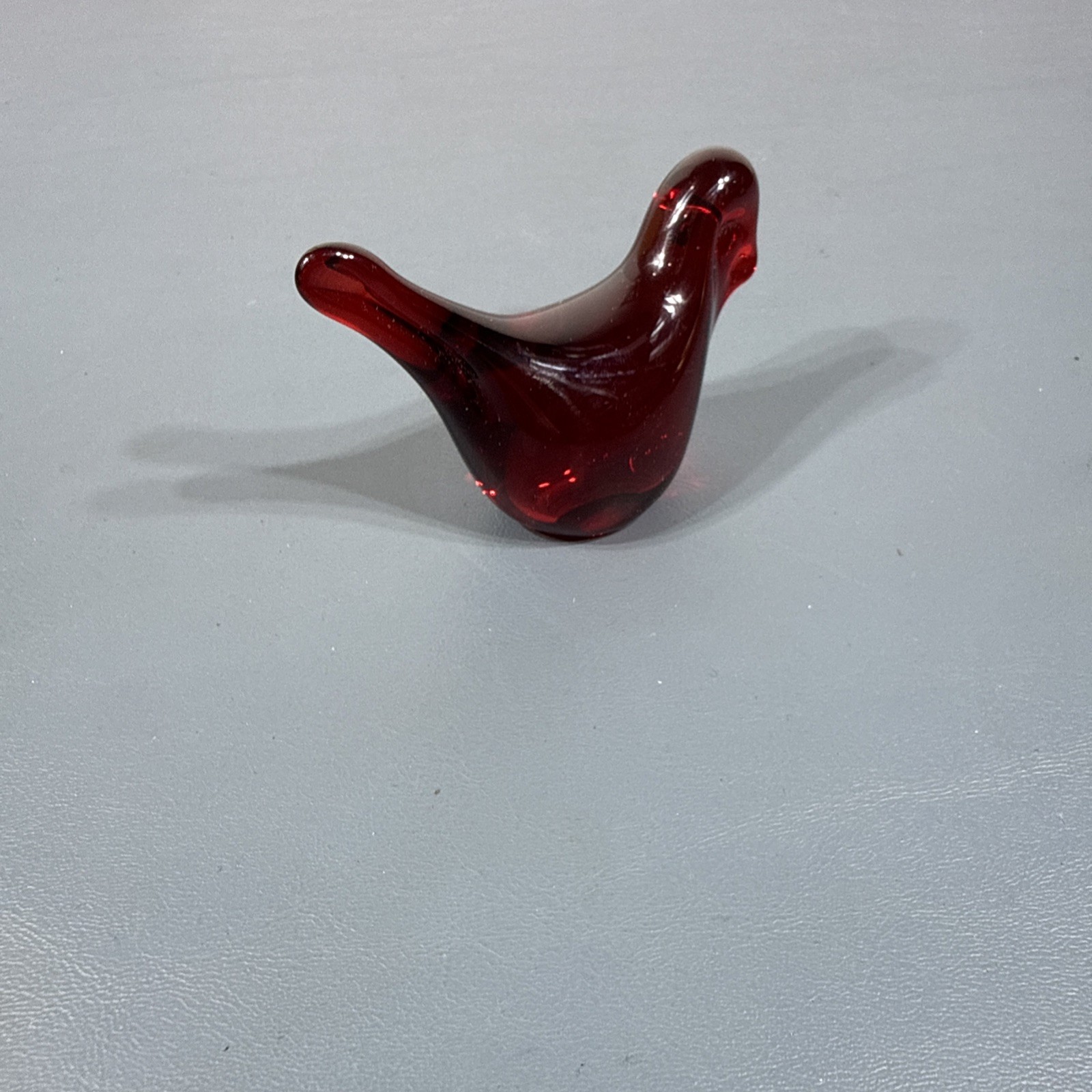 Vtg Ruby Red Art Glass Bird Figurine