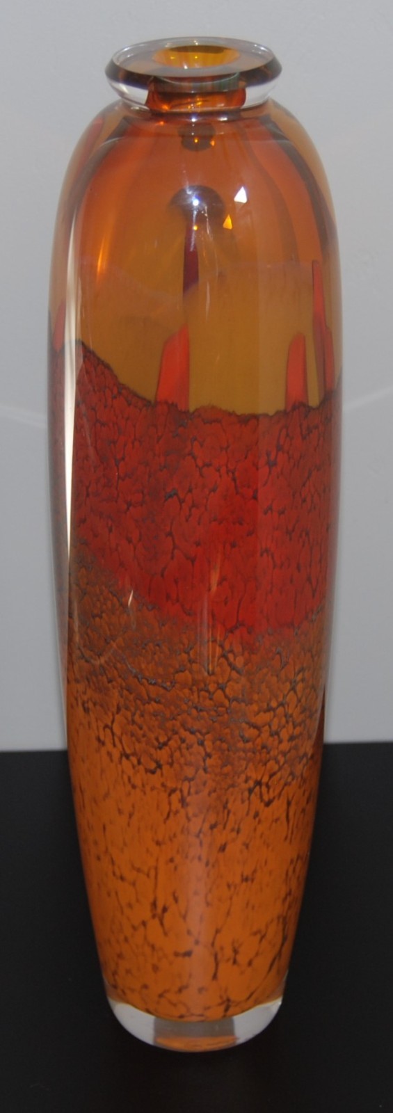 STEVEN MAIN 14 INCH ART GLASS VASE – DESERT SERIES #7D – SIGNED – 2006