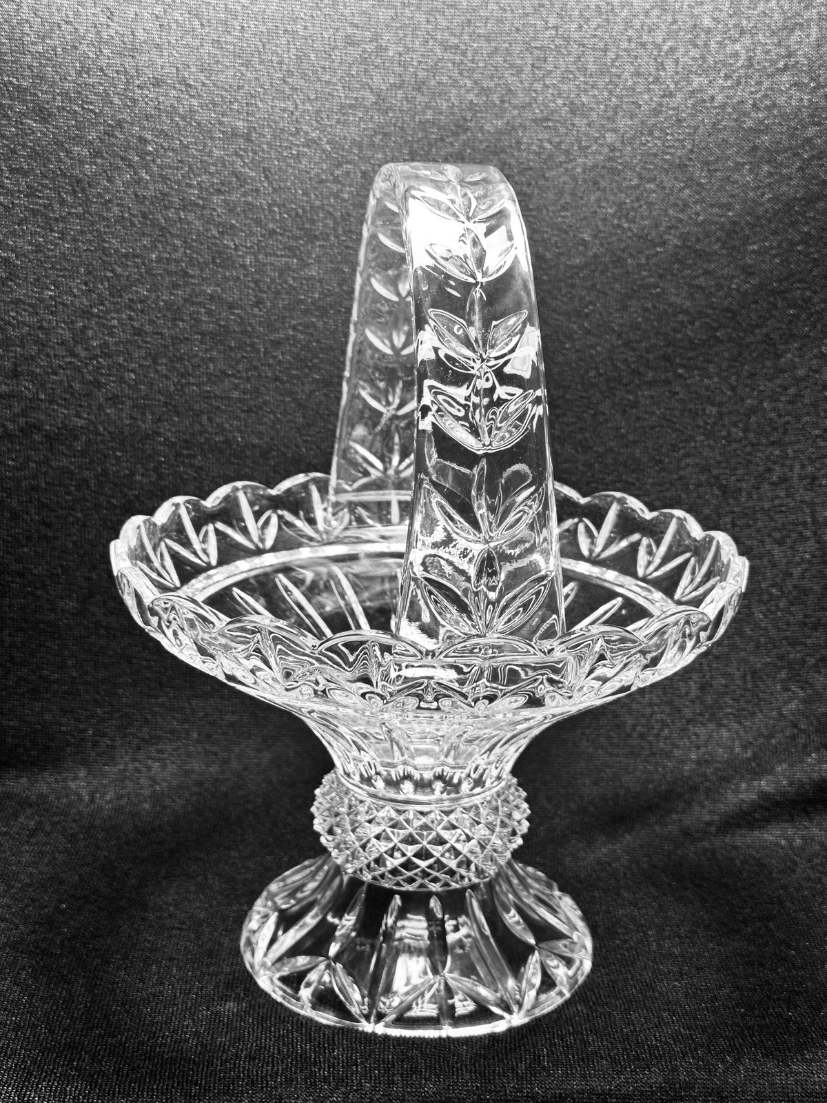 Vntg Shannon Godinger Lead Crystal Glass Basket With Handle