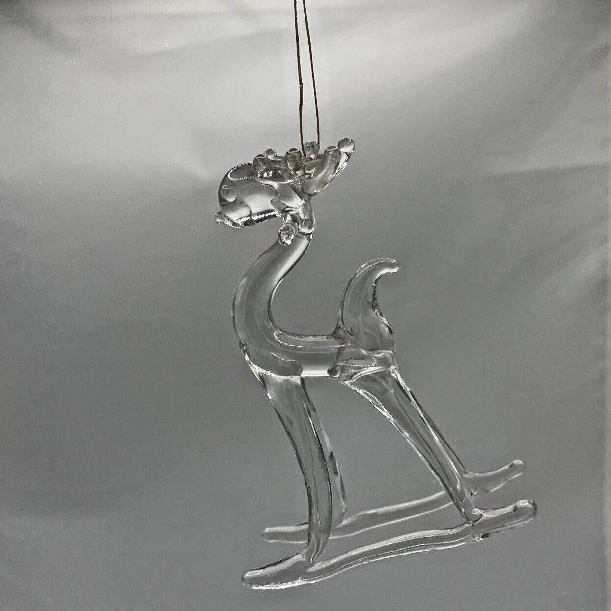 Vintage Miniature Hand Blown Glass Animal Buck Deer 3” Christmas Ornament MCM