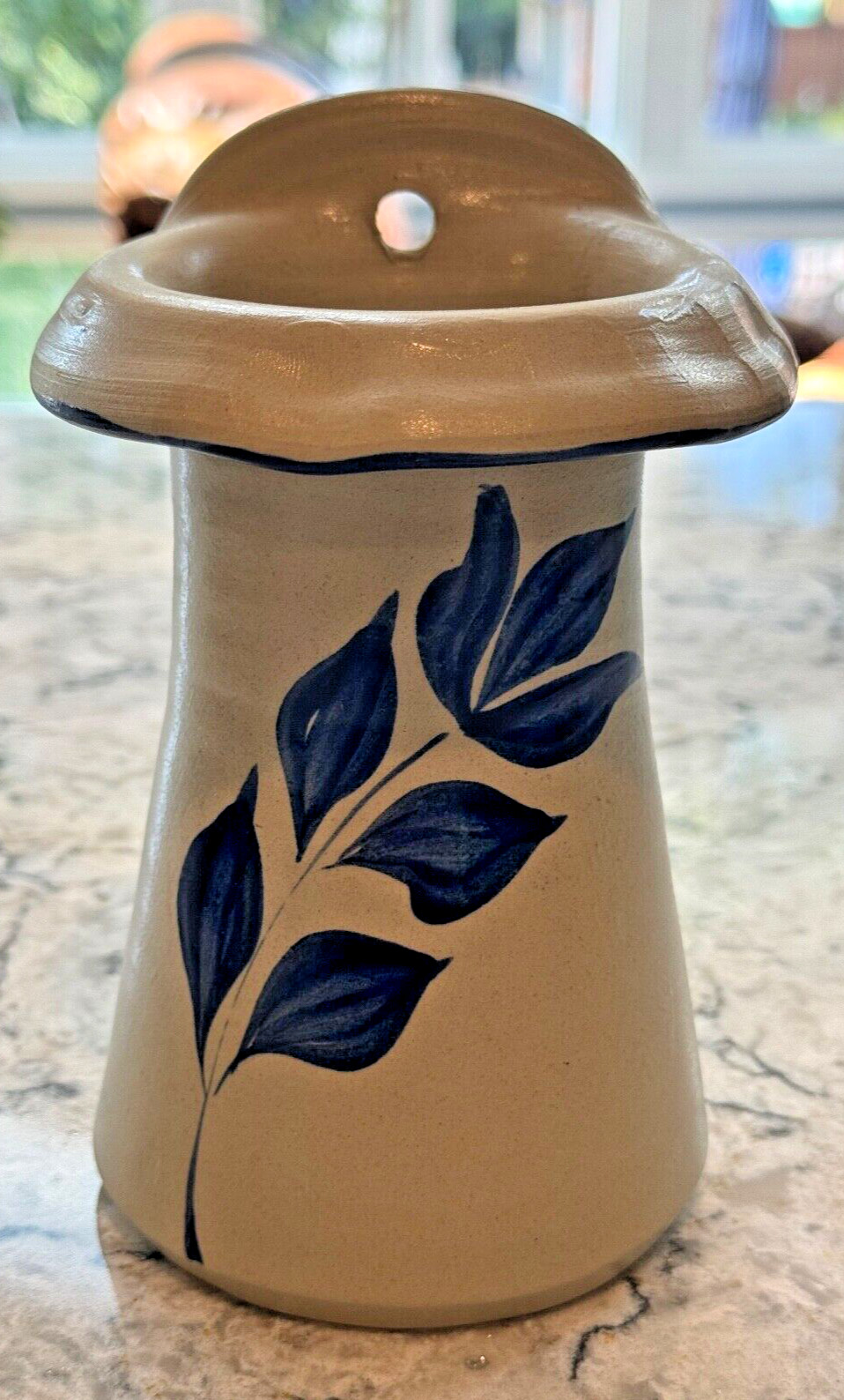 1993 Williamsburg Pottery Salt Glazed Hanging Wall Match Holder/Pocket Vase