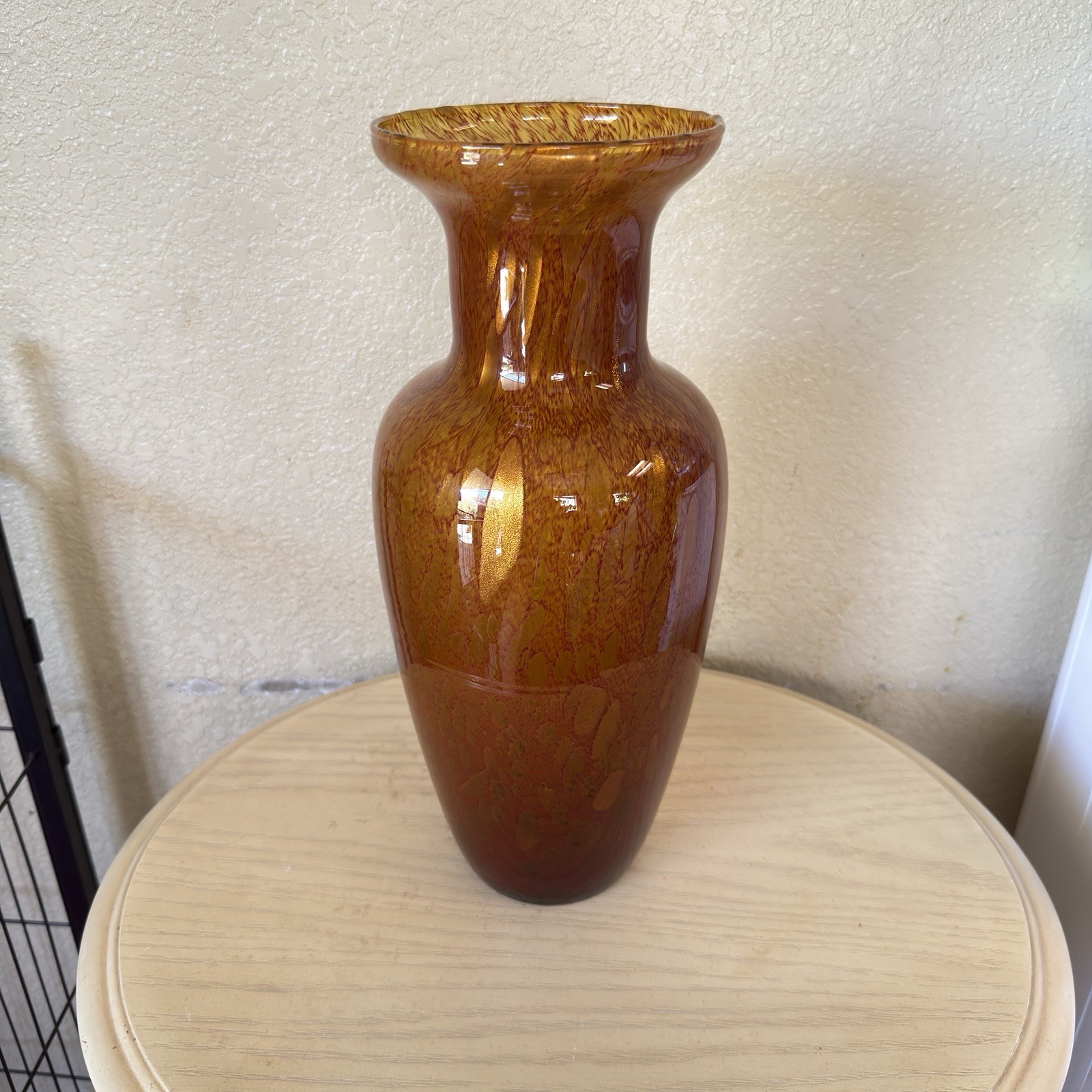 Azzurra Maestri Vetrai Italy Blown Glass Vases Red Gold Splatter