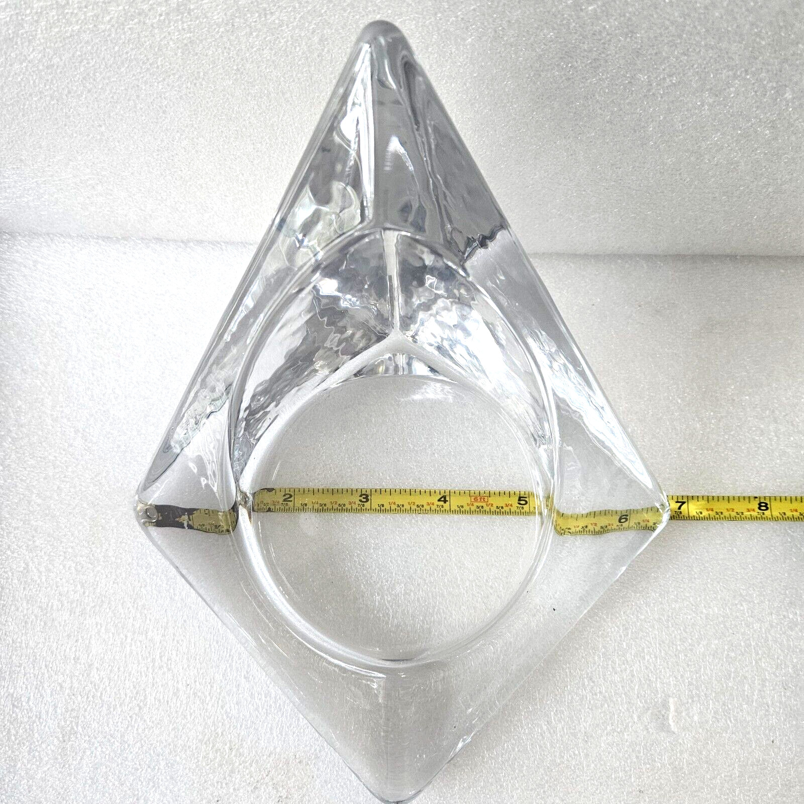 Vintage Nybro 5″ Tall Art Glass Ice Pyramid Candle Holder/Tord Kjellstrom/Sweden