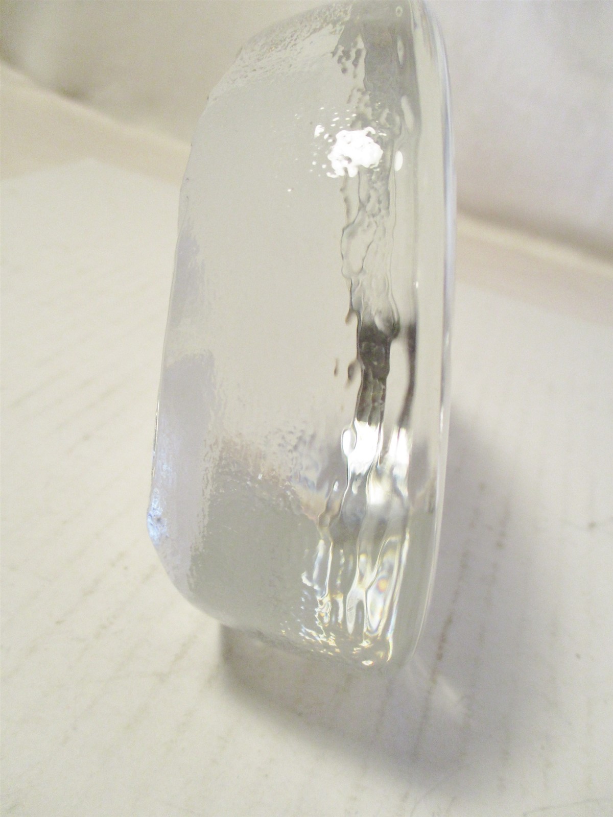 VINTAGE MATS JONASSON ?? ETCHED LEAD CRYSTAL PAPER WEIGHT DUCKLING SIGNED & NO.