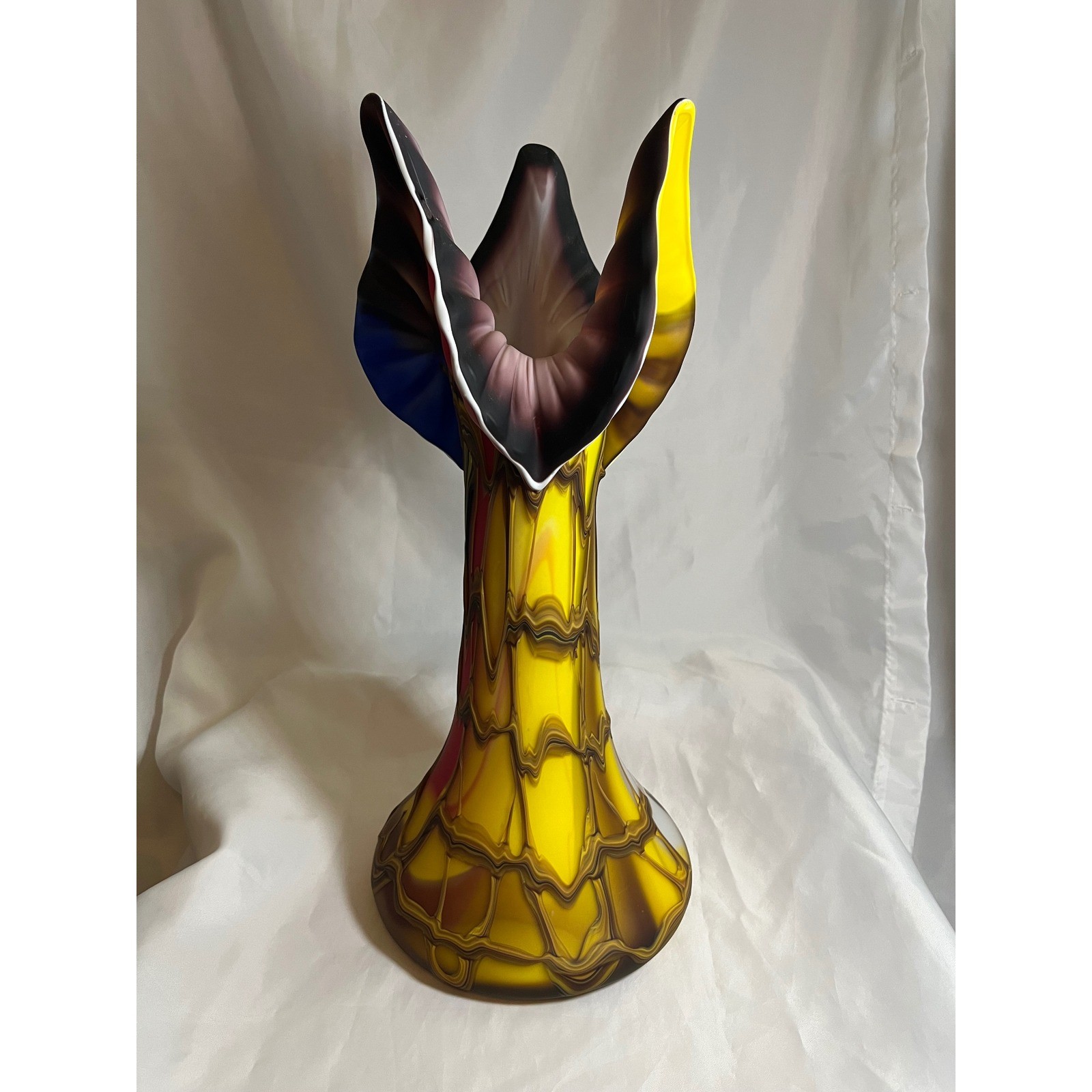 Essie Zareh Balkan Russia Art Glass Jack in the Pulpit Vase 16 Inch