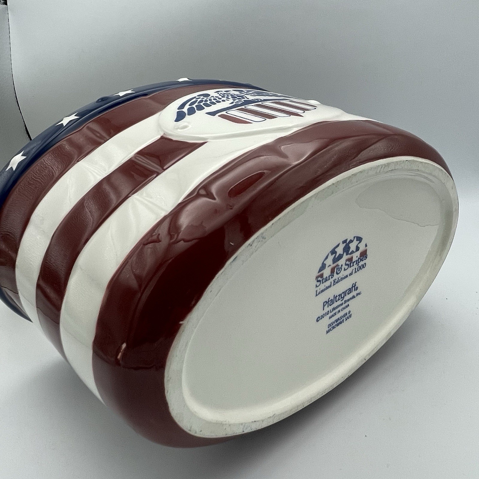 Pfaltzgraff Stars Stripes LE Ceramic Basket 2010 Patriotic Eagle USA Celebration
