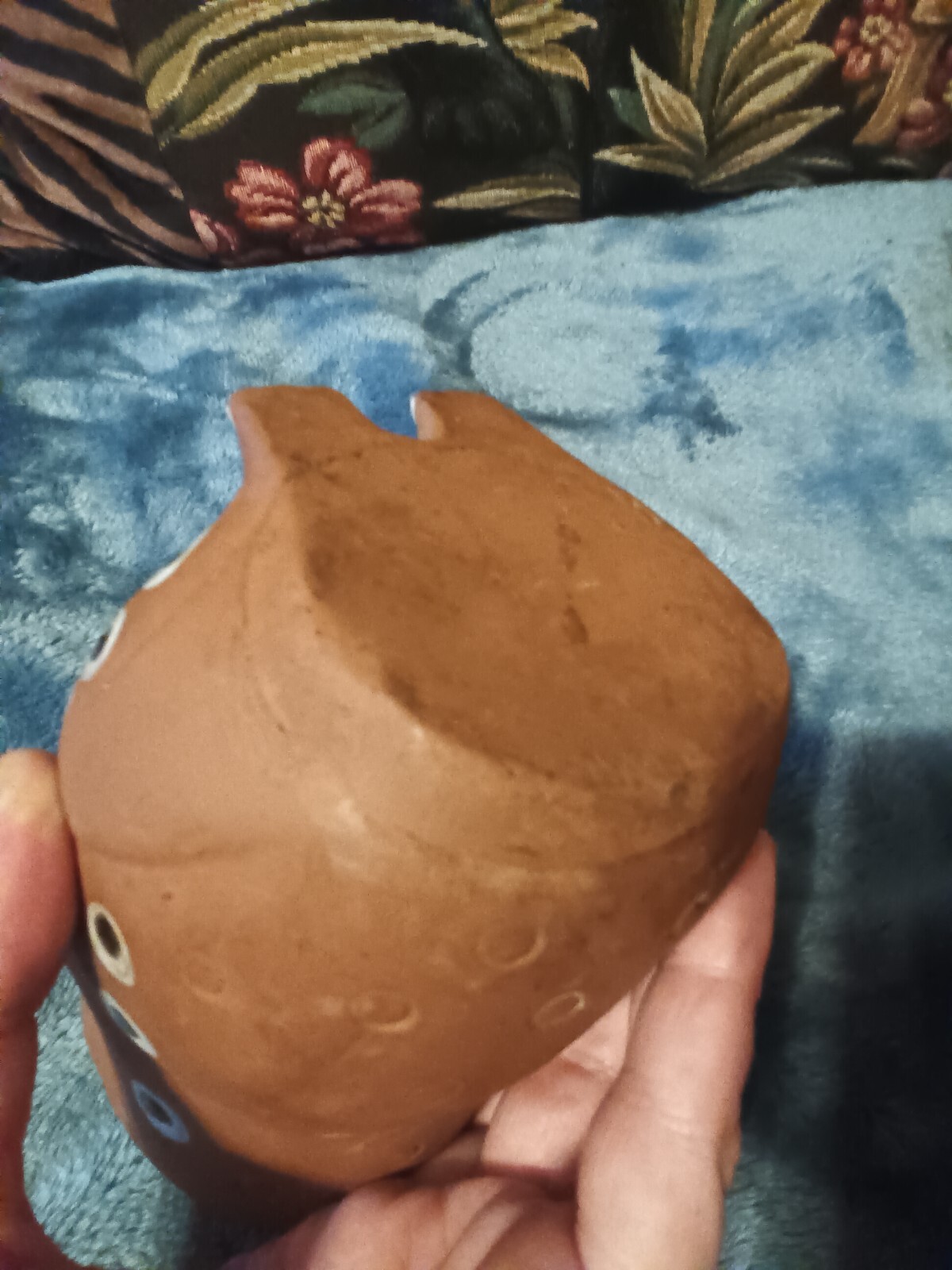 Clay or pottery frog shaped vase,or planter.