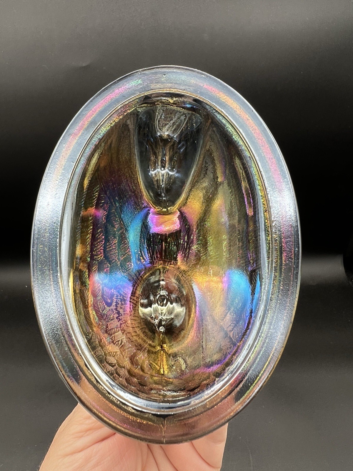 Vintage Westmoreland by Rosso Titanium Carnival Glass Rooster Hen on a Nest 5”