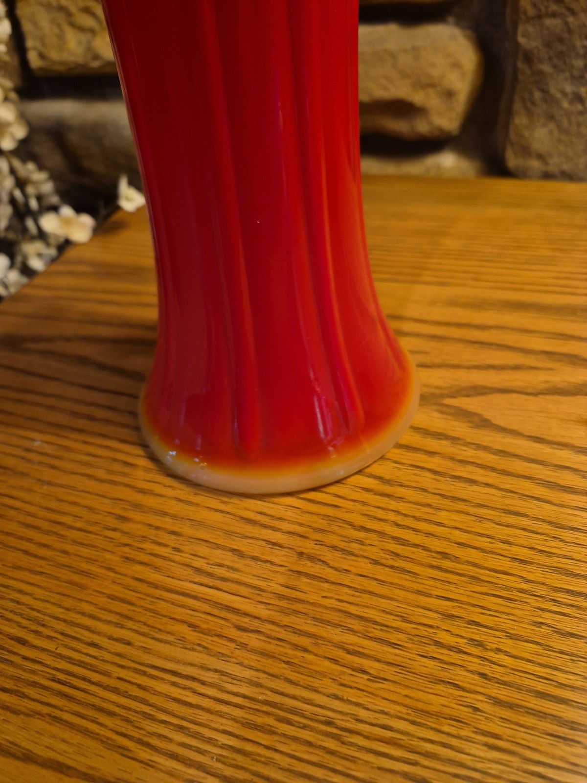 Vintage L.E. Smith Bittersweet Slag Glass 12.75 ” Swung Vase Simplicity Ribbed