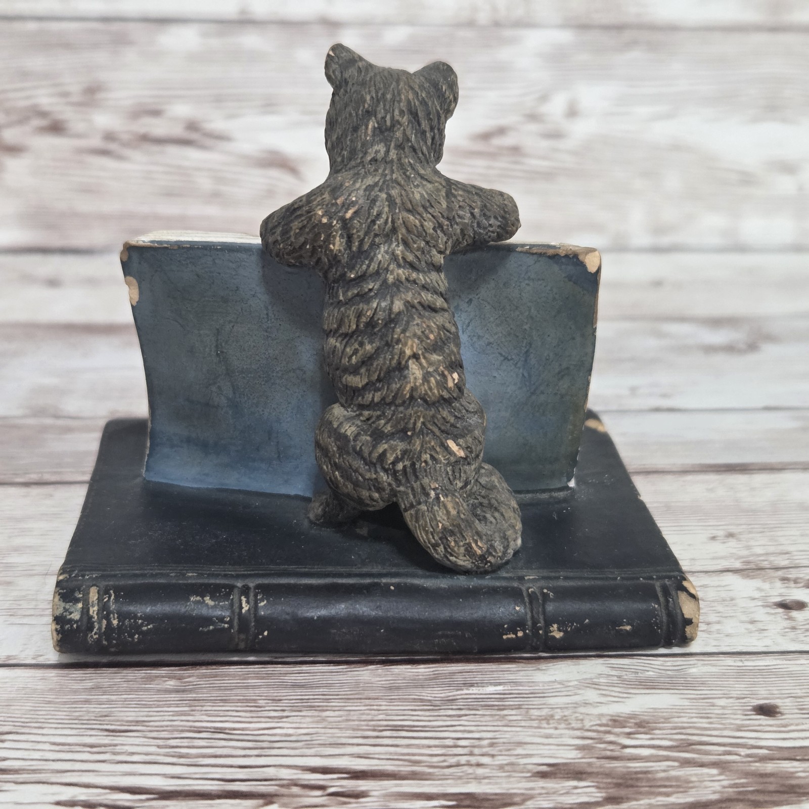 19c Antique Hand Painted Terracotta Reading Kittens Figurine Cats Cold Painted