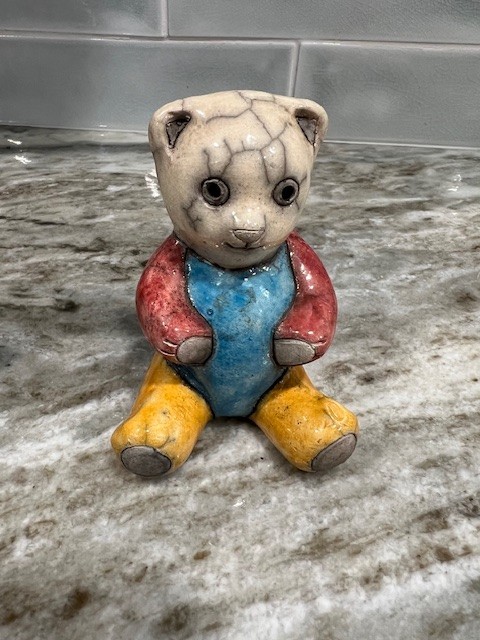 Vintage Raku Pottery Bear Figurine South Africa