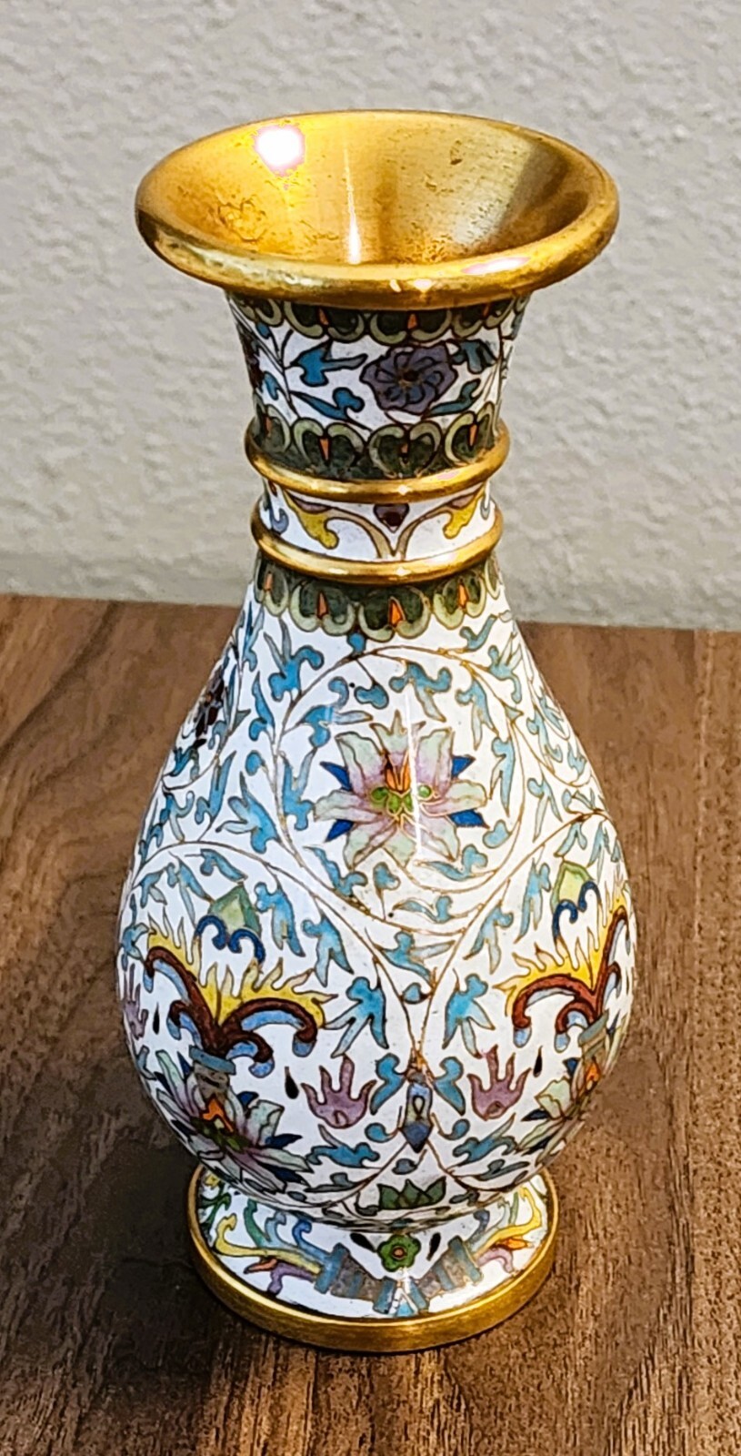 Brass Enamel Vase Zi Jin Cheng Fine Large