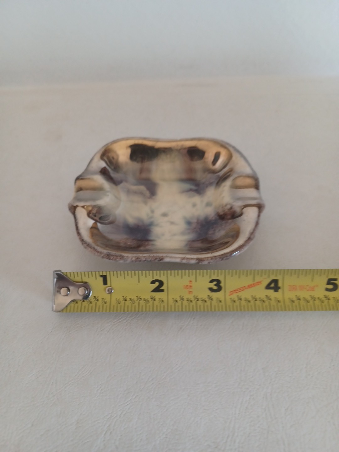 Vtg 1960’s German Made #731 Putty Green, Violet an Gold Cigar Cigarette Ashtray.