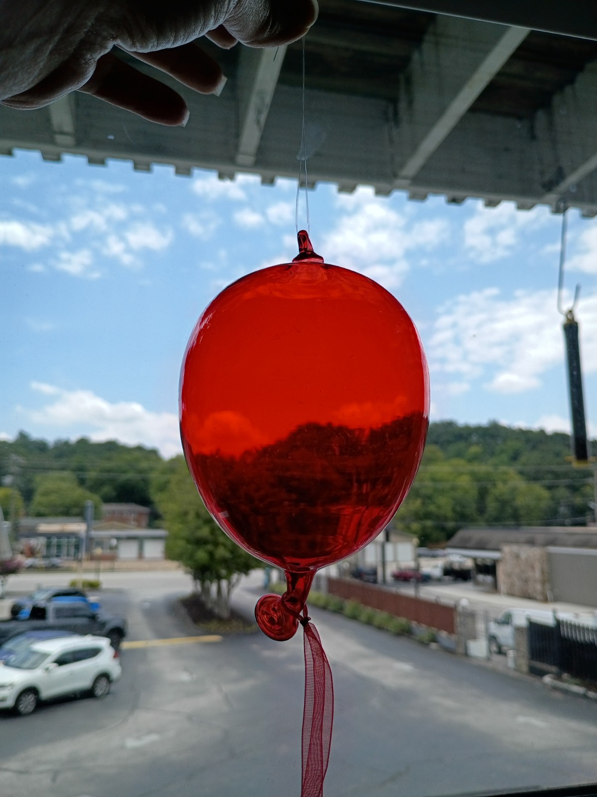Blown Glass 3D Balloon Shaped Hanging Art Sculpture Suncatcher 5″ Red Ornament