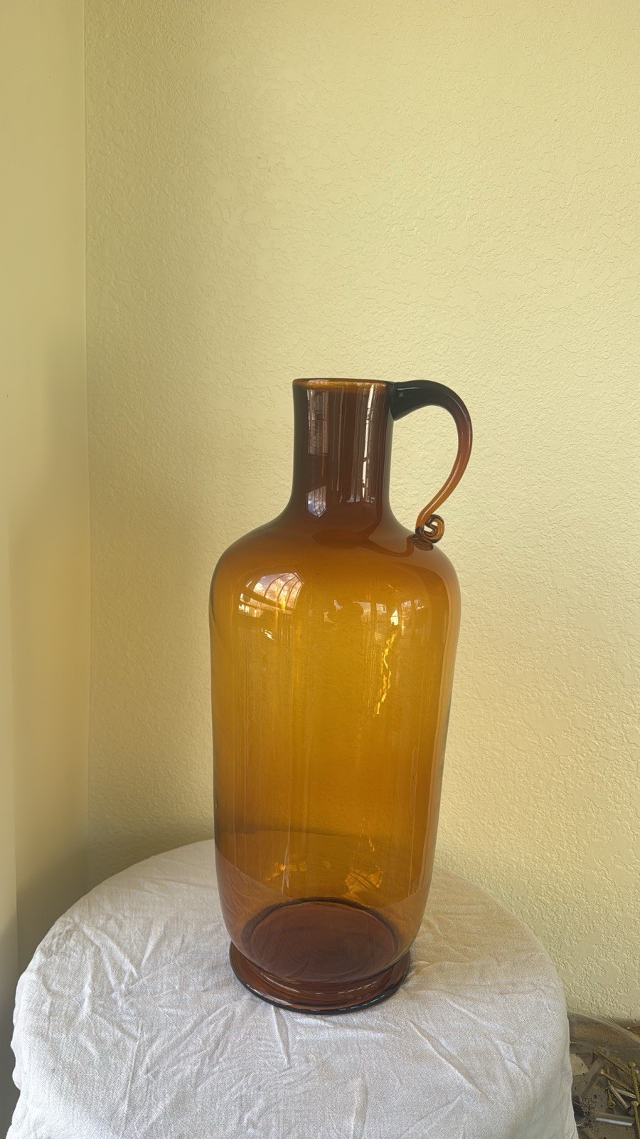 RARE XL Vintage Tiara Exclusives 1979 Burnt Honey Aquarius Pitcher/Floor Vase