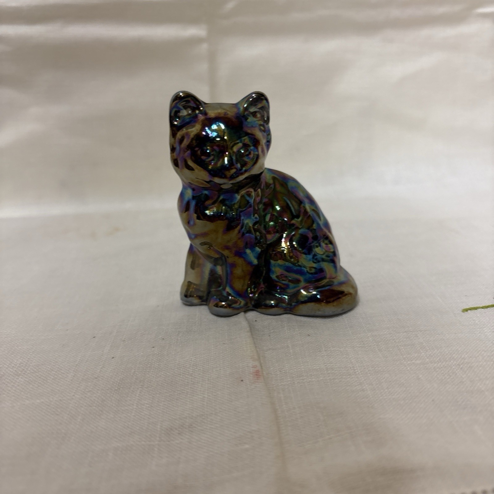 Mosser Glass Smoke Titanium Carnival Persian Cat Kitten Figurine USA Made! T-94