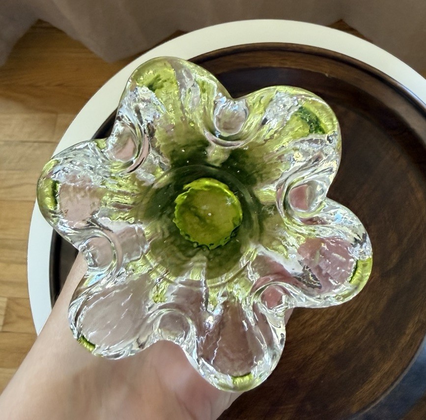 Vintage Lime Green Hand Blown Art Vase | 13” Mid Century Modern Glass Vase
