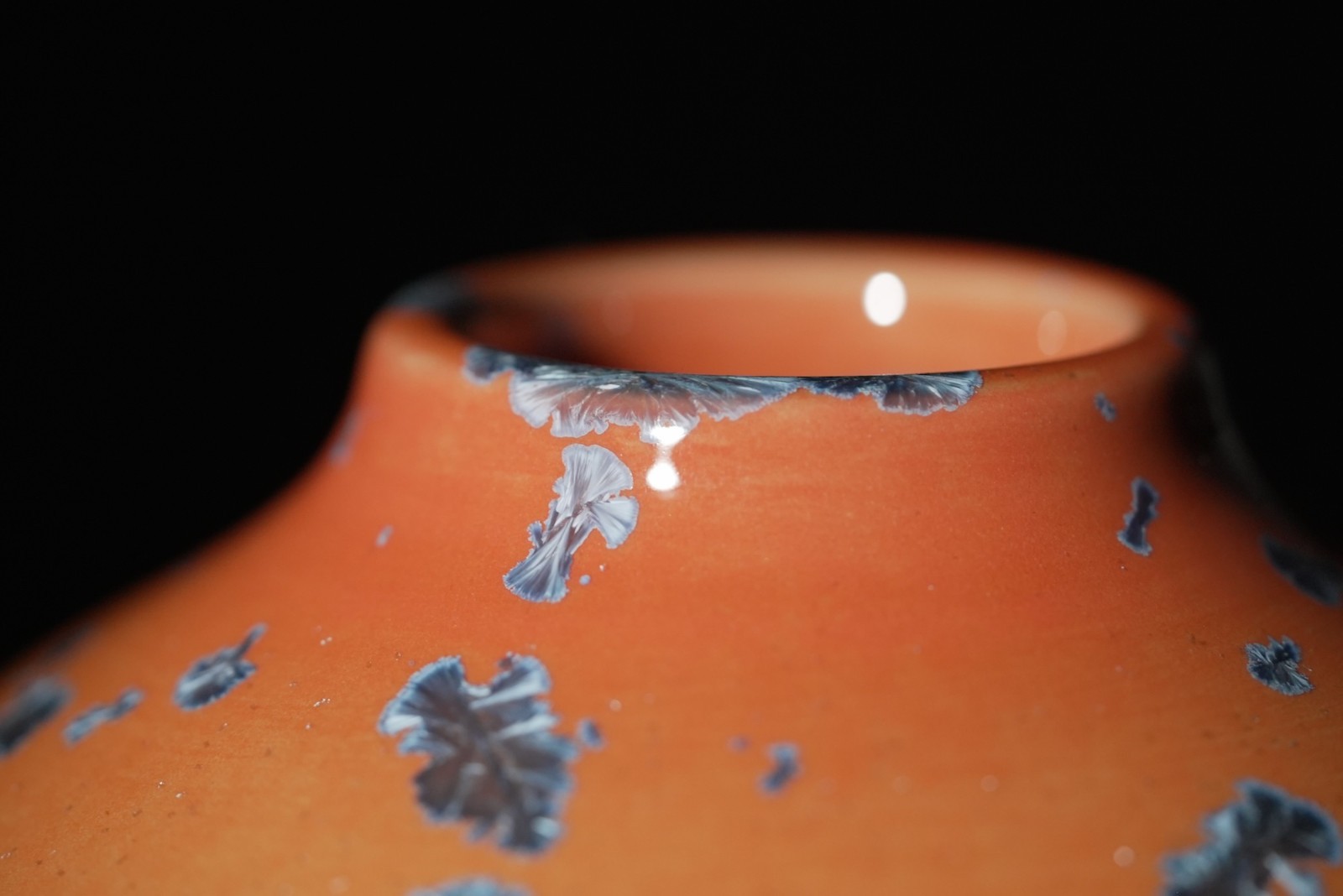 Crystalline Glaze Porcelain Vase 7.5 “Sunset Series” Studio Pottery, Hand Thrown