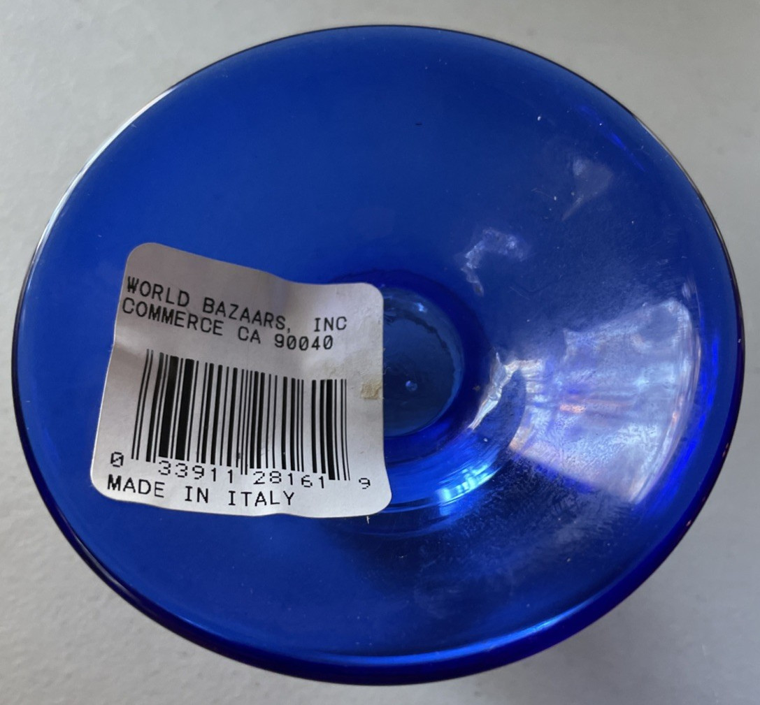 SILVESTRI ARTE MURANO Clear & Cobalt Blue Glass Pedestal Base Stand Italy 2” T